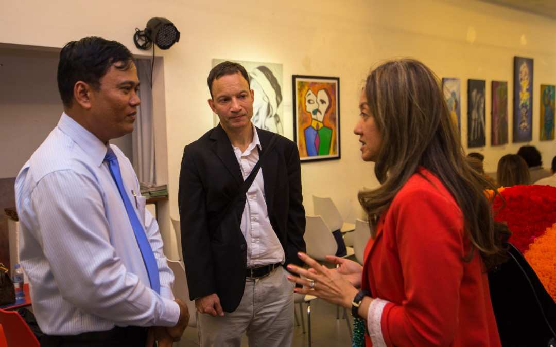 1. Dr. Chhim Sotheara welcomes Ms. Jolie Chung, Deputy Chief of Mission of the U.S Embassy, and Mr. Adam Schumacher, USAID.